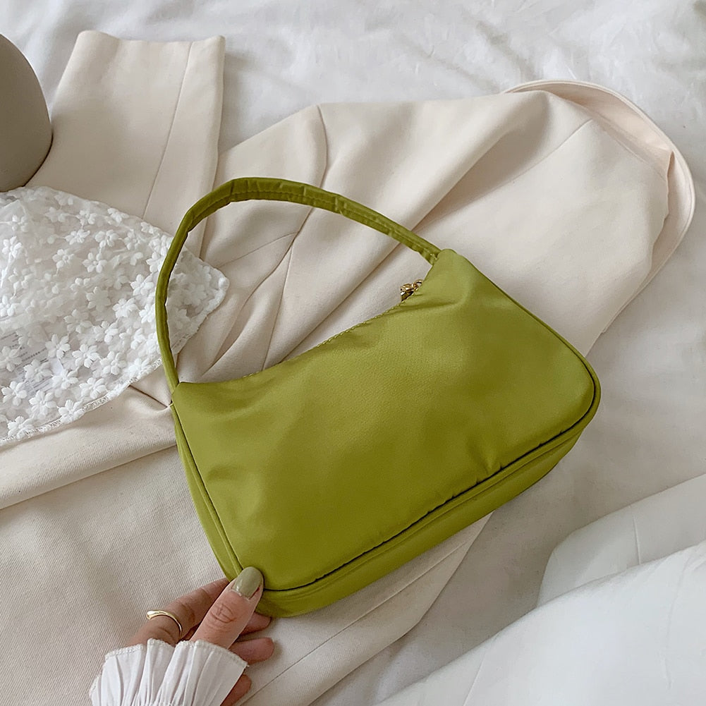 Nylon Solid Color Shoulder Bag