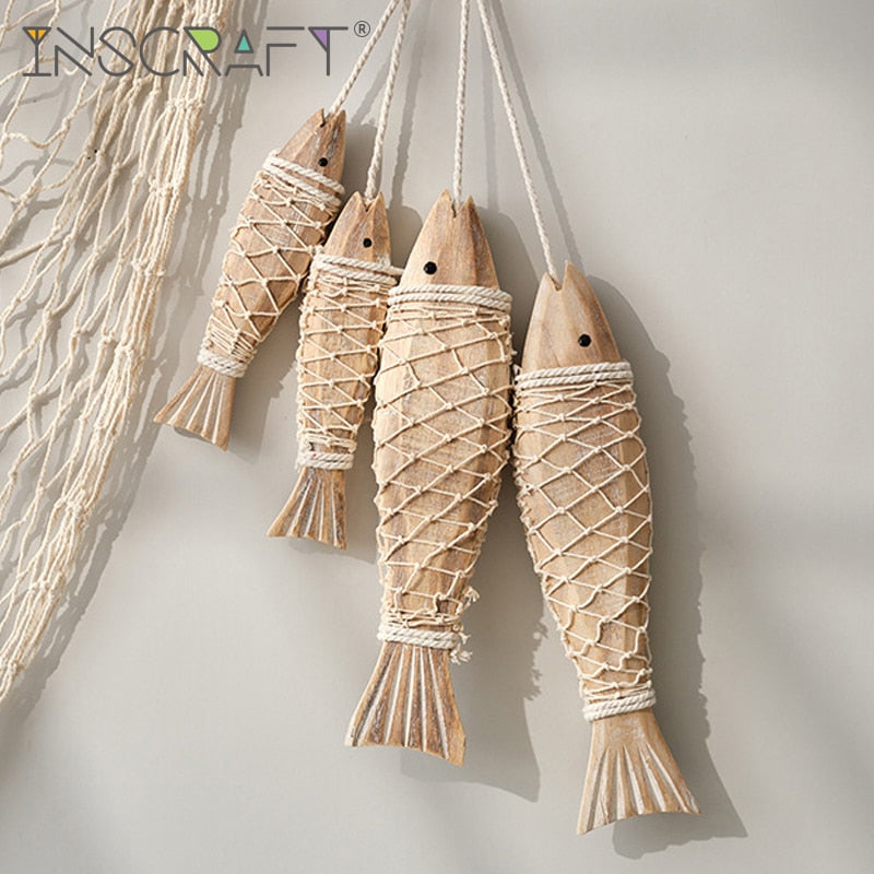 Handcraft Natural Wood Fish Home Decor