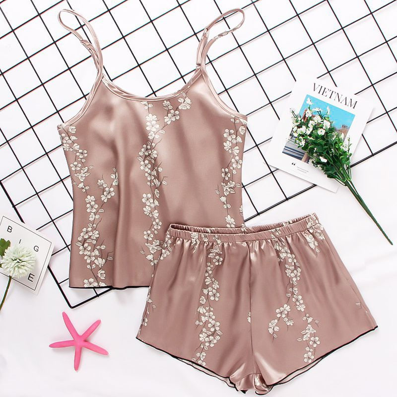 Silk Satin Floral Pajama Set