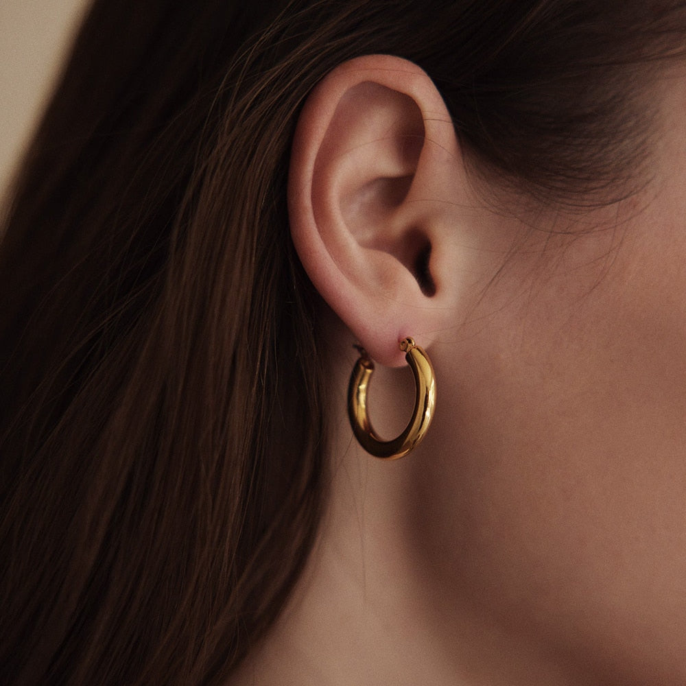 Ear Buckle Gold Hoop Earrings