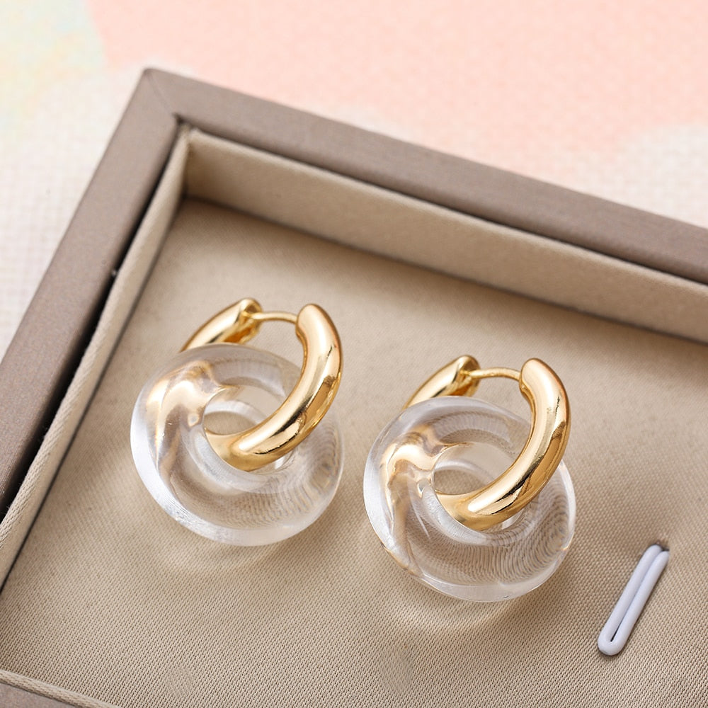 Transparent Resin Geometric Hoop Earrings