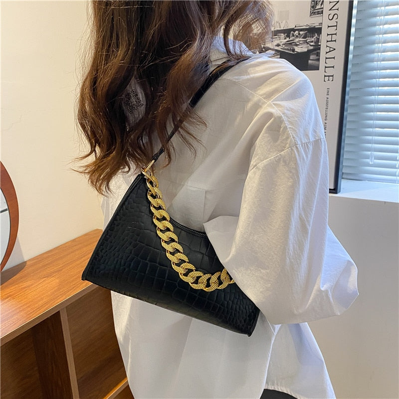 Crocodile PU Leather Shoulder Bag