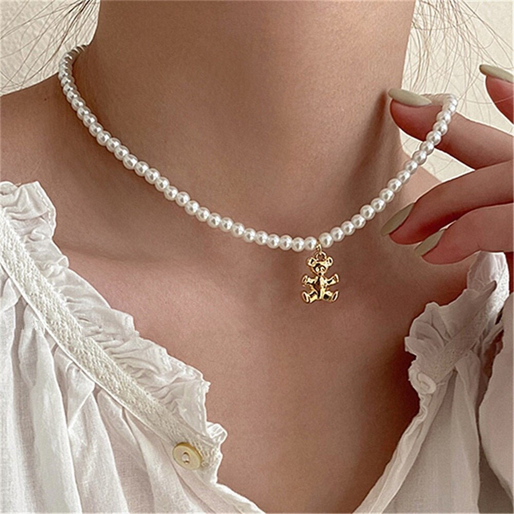 Pearl Chain Choker Necklace