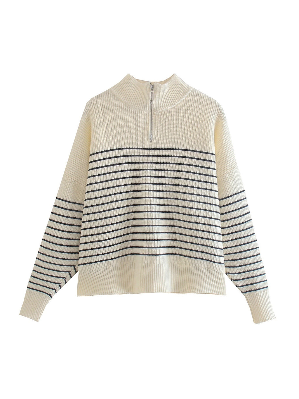 Stripe Loose Zipper Knitting Sweater
