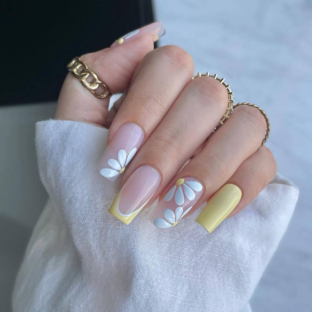 24pcs/Box Wave Line Square Head Press On Nails Pink