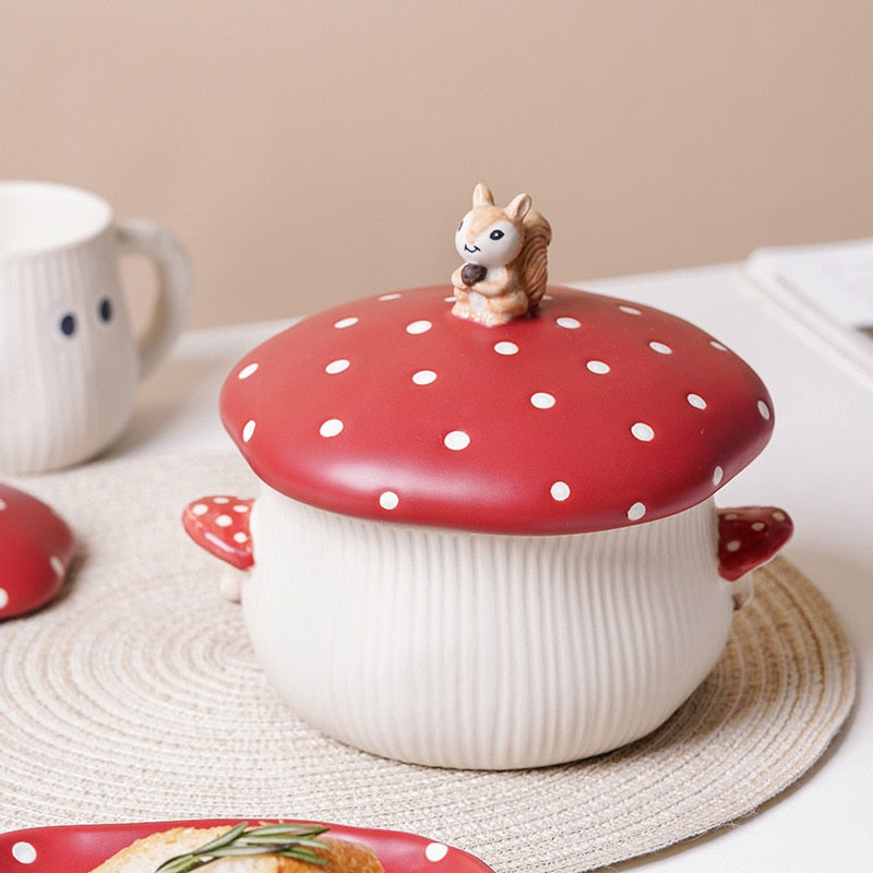Hand Painted Mushroom Dinnerware Set
