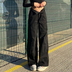 Low Rise Black Jeans Baggy Pocket