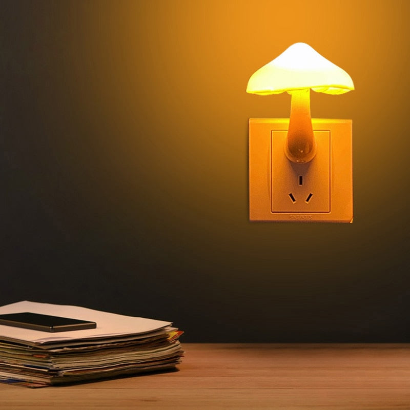 LED Night Light  Plug Mushroom Lamp