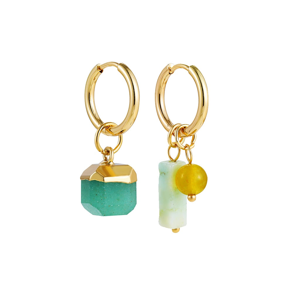 Natural Stone Hoop Earrings