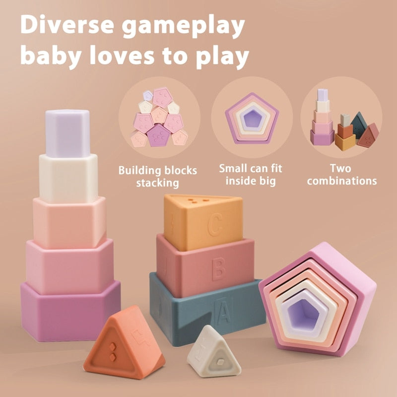 Children Silicone Puzzle Tower Montessori Educational