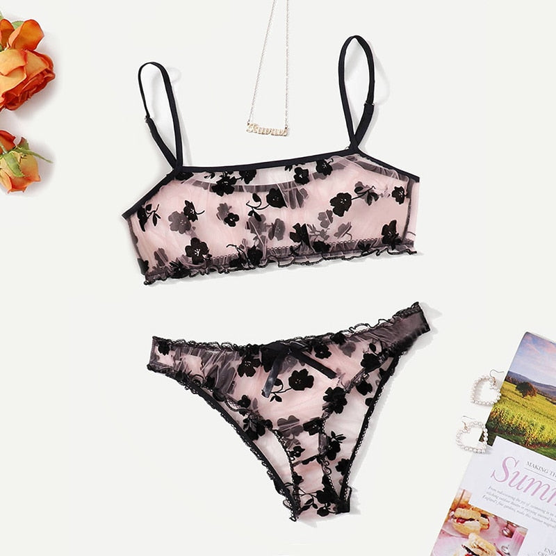 Lingerie Set Floral Full Cup Bra