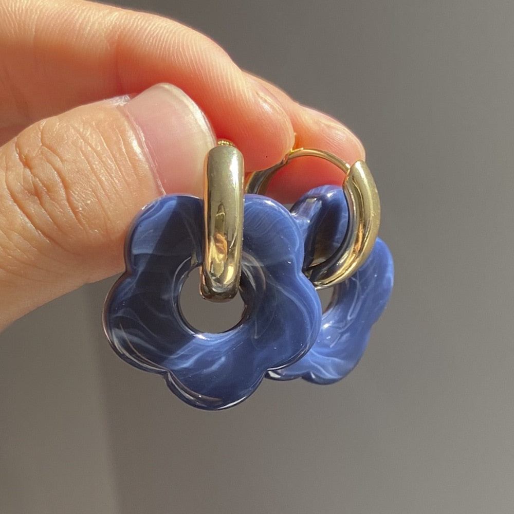 Flower Resin Acrylic Earrings