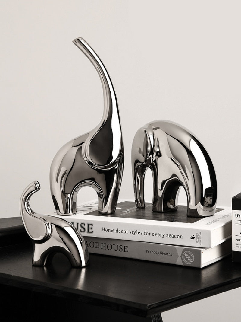 Silver Elephant Craft Statue