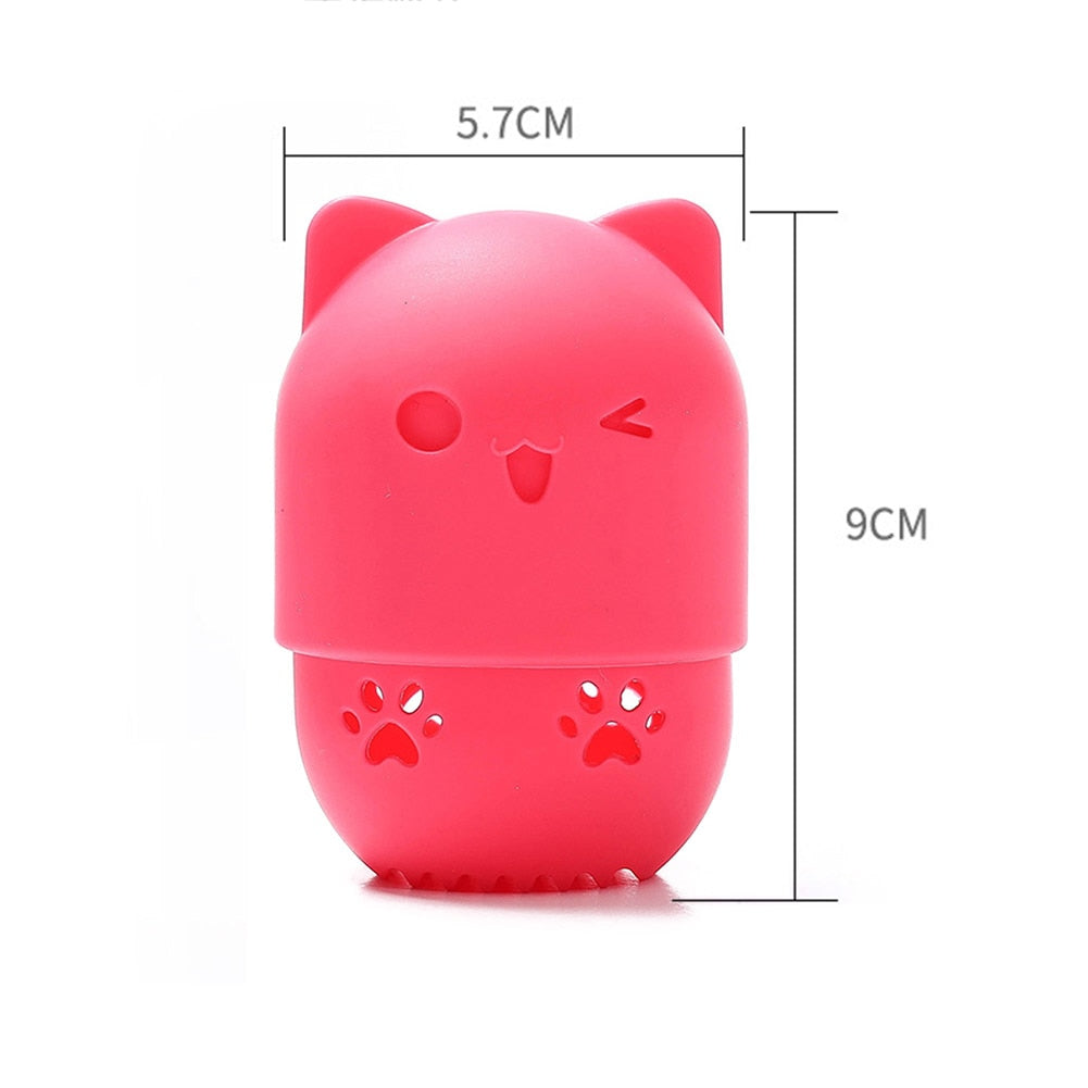 Portable Kitten Silicone Powder Puff Blender Holder