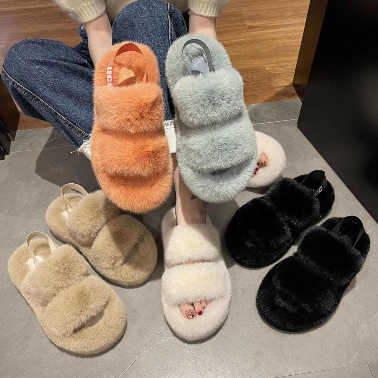 Platform Fur Slippers