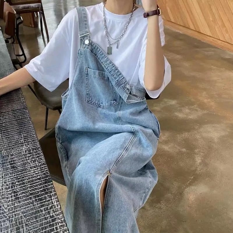Denim Jumpsuits Wide Leg
