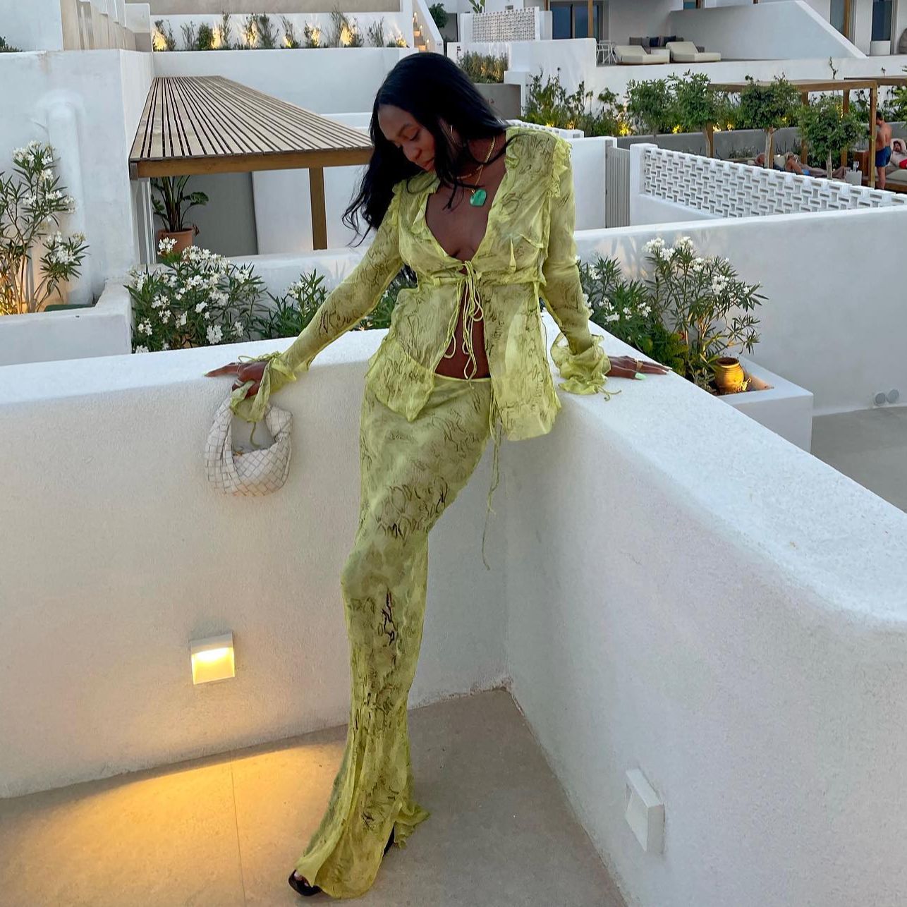 Green Mesh Two Piece Sets