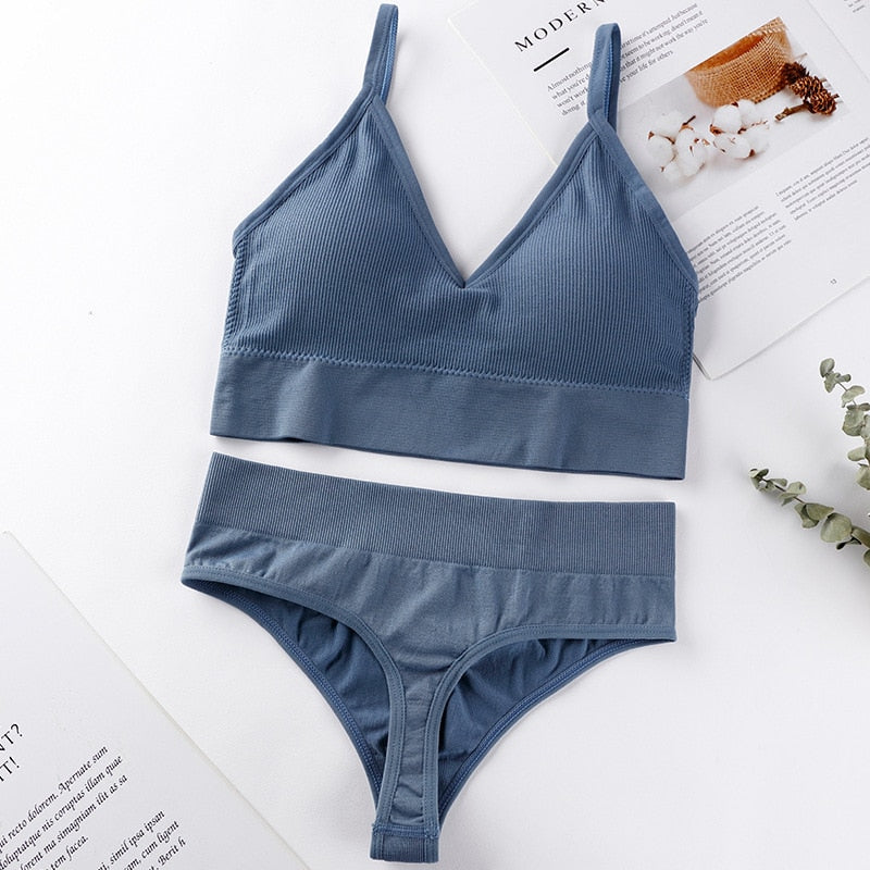 French Backless Push Up Underwear Set
