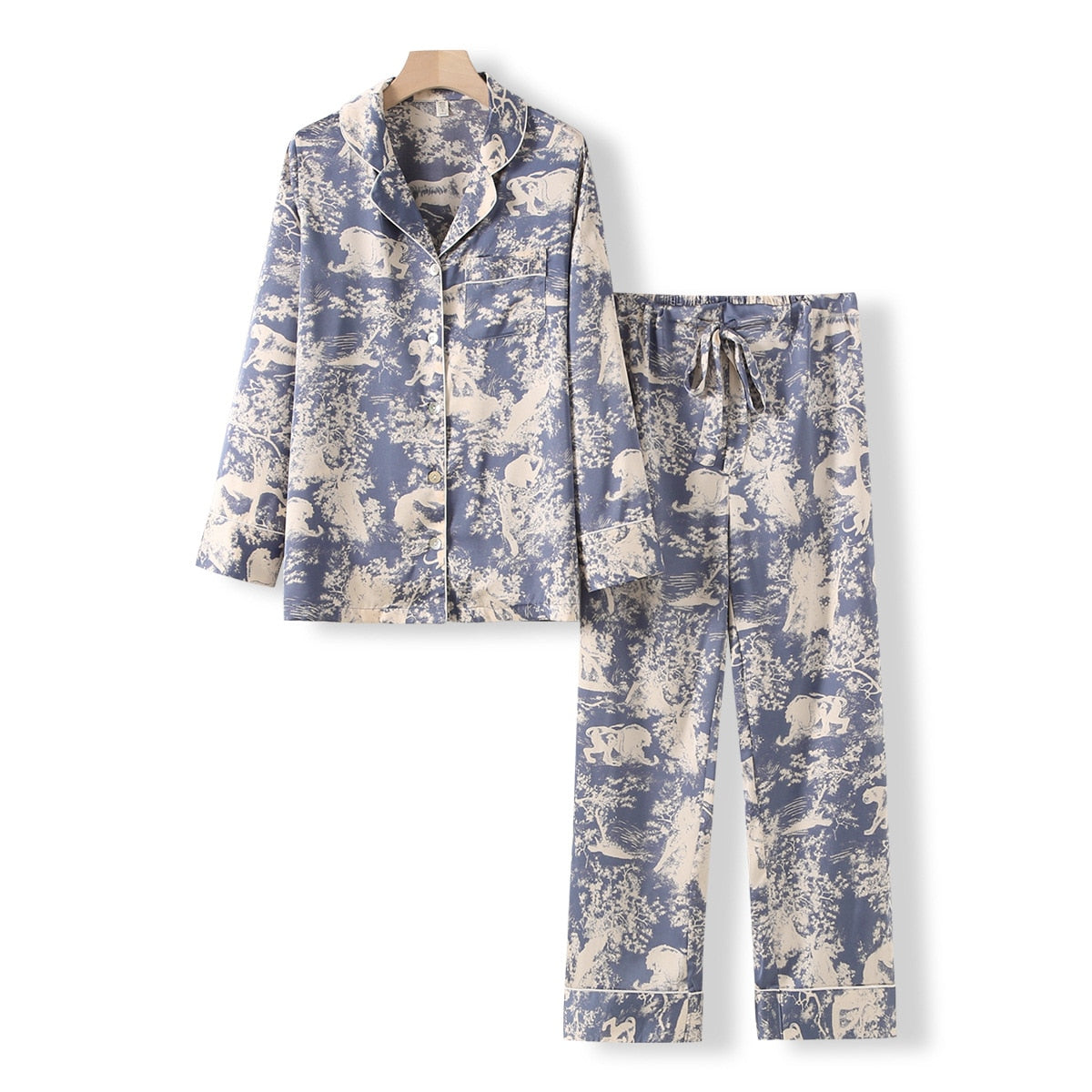 Casual Silk  Two-piece Pajama Set