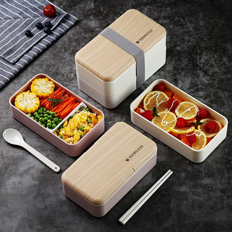Microwave Double Layer Wooden  Lunch Box