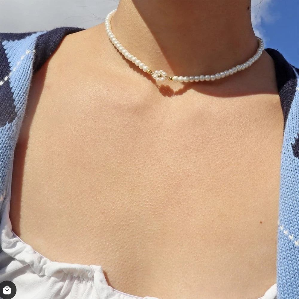 Pearl Chain Choker Necklace