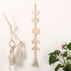Wood Star Moon Phase Wall Hanging Boho Tassel