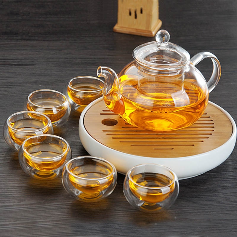 Heat-Resistant Transparent Double Layer Glass Tea Cup Set