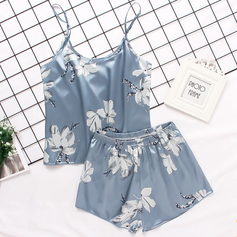 Silk Satin Floral Pajama Set