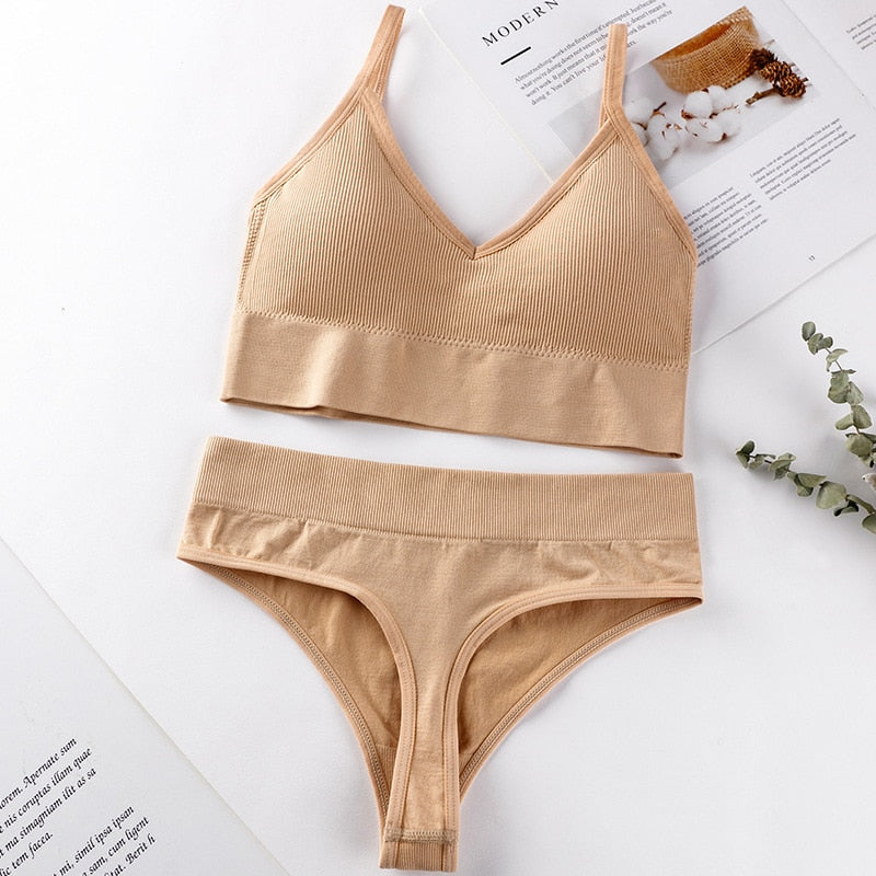 French Backless Push Up Underwear Set