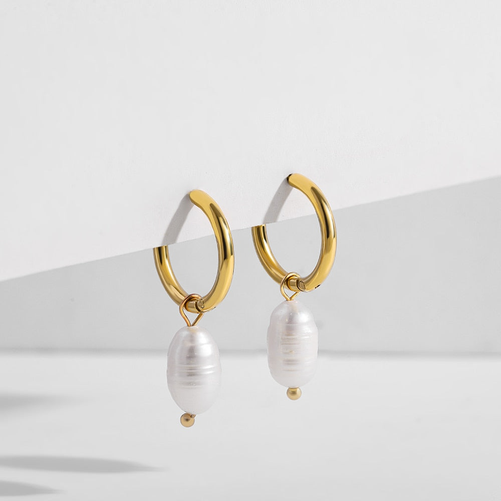 Natural Stone Hoop Earrings
