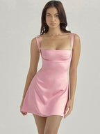 A-Line Mini Satin Dress