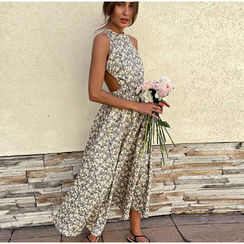 Floral Backless Dress