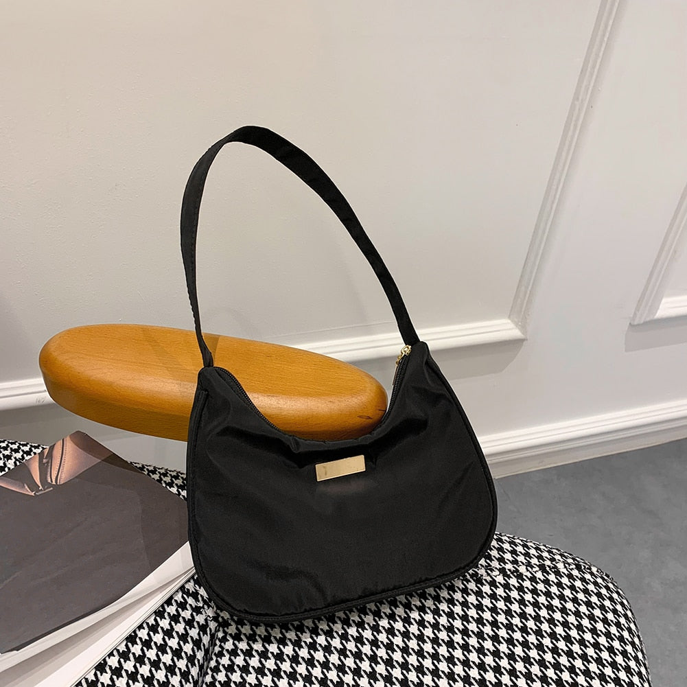 Nylon Solid Color Shoulder Bag
