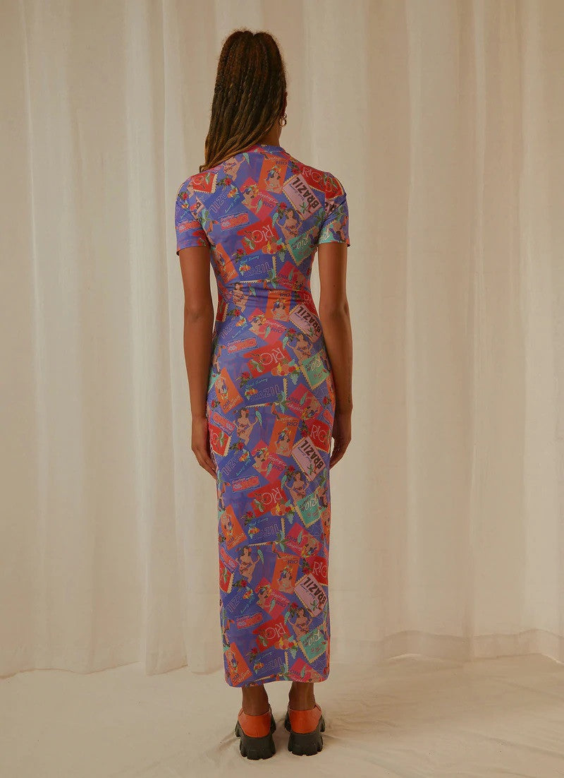 Multicolor Graphic Print Maxi Dress