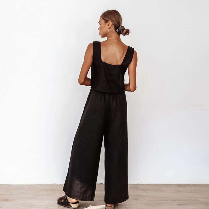 Black Cotton Two Piece Set