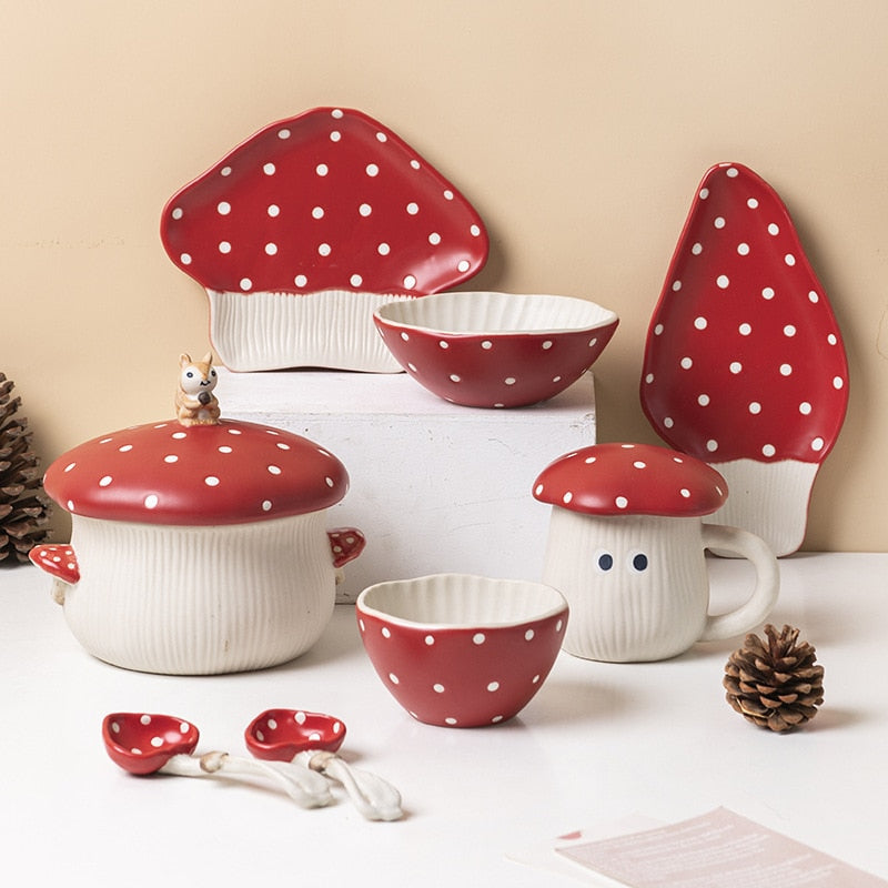 Hand Painted Mushroom Dinnerware Set