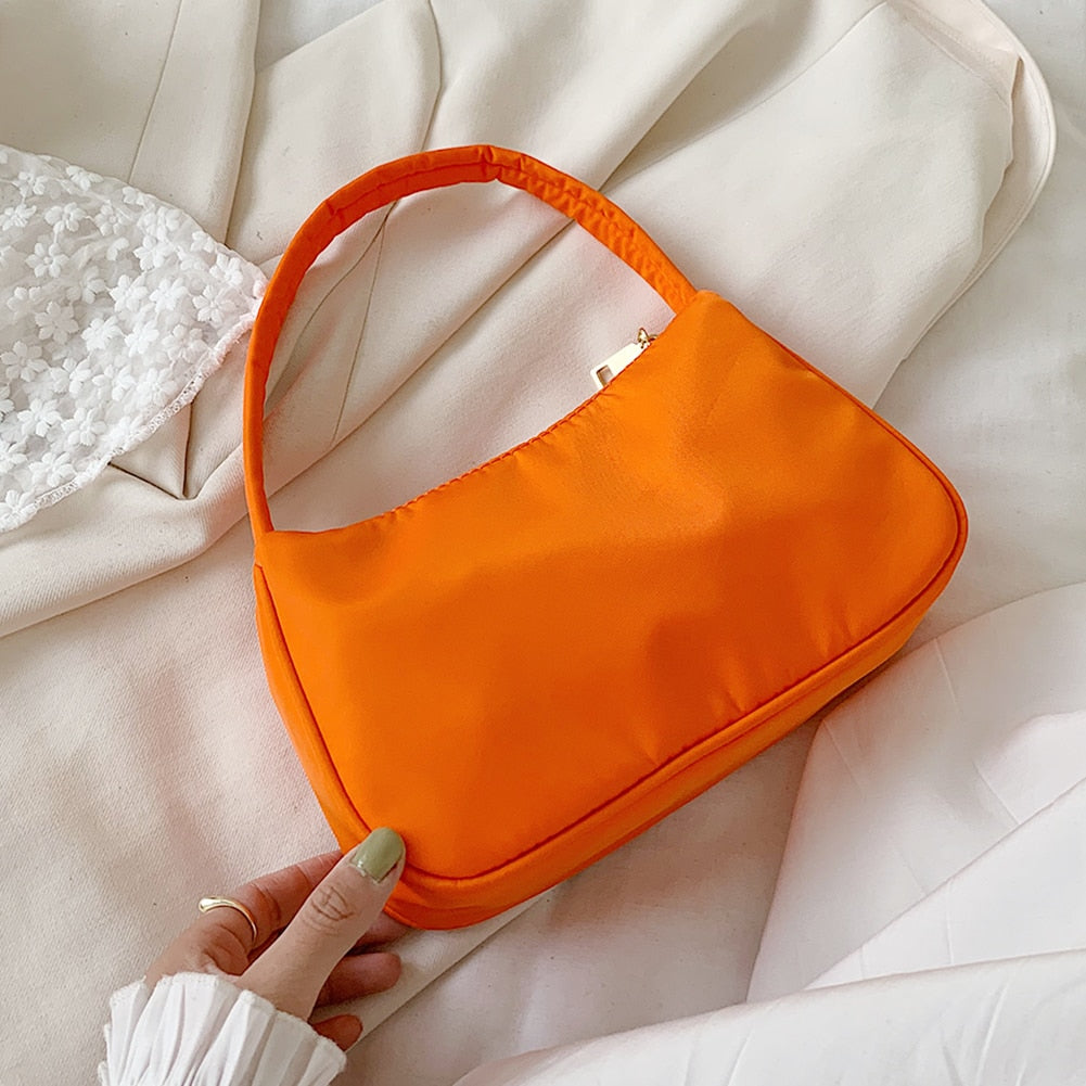Nylon Solid Color Shoulder Bag