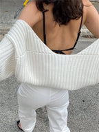 Long Sleeve Loose Knitted Crop Top Cardigan