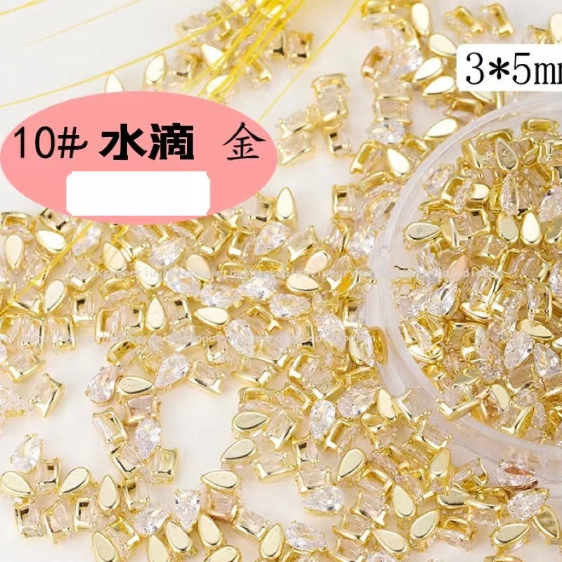 50Pcs Gold /Silver Sparkle Mini Flatback Diamonds