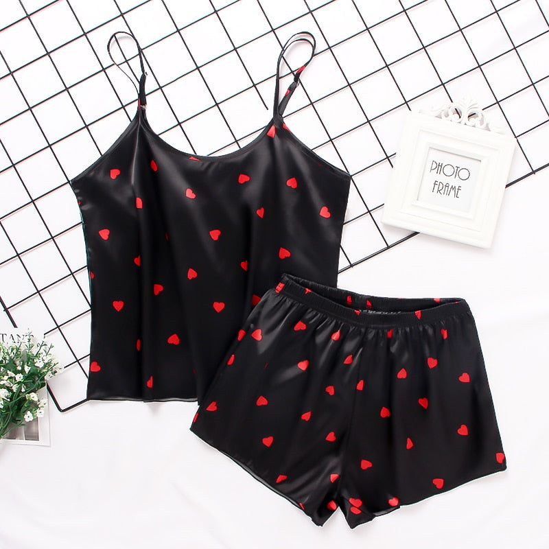 Silk Satin Floral Pajama Set