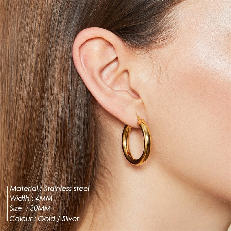 Ear Buckle Gold Hoop Earrings