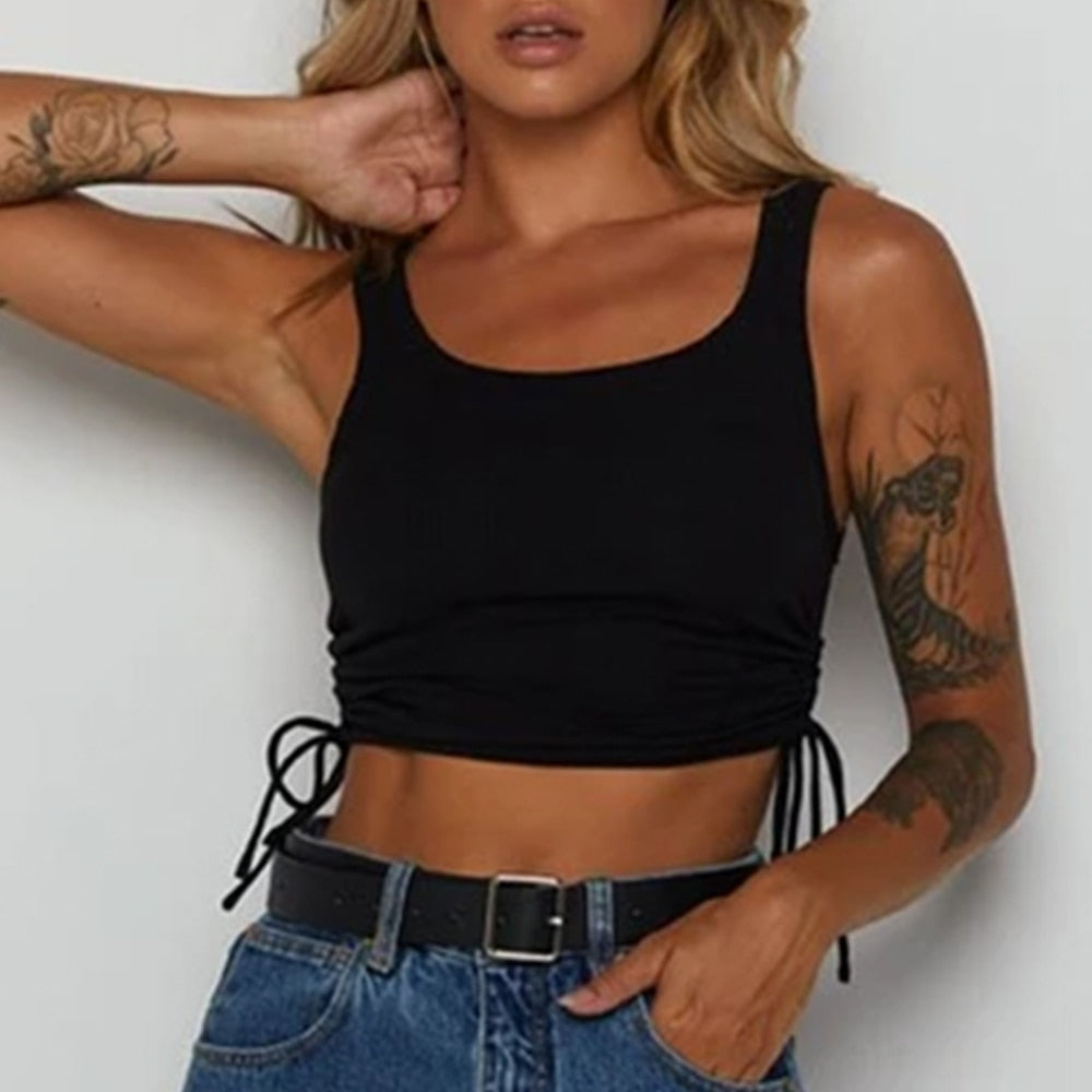 Ribbed Knitted Elastic Crop Top