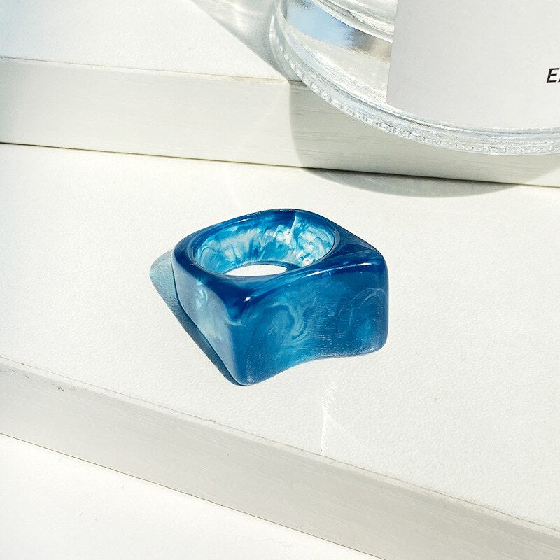Transparent Resin Geometric Ring