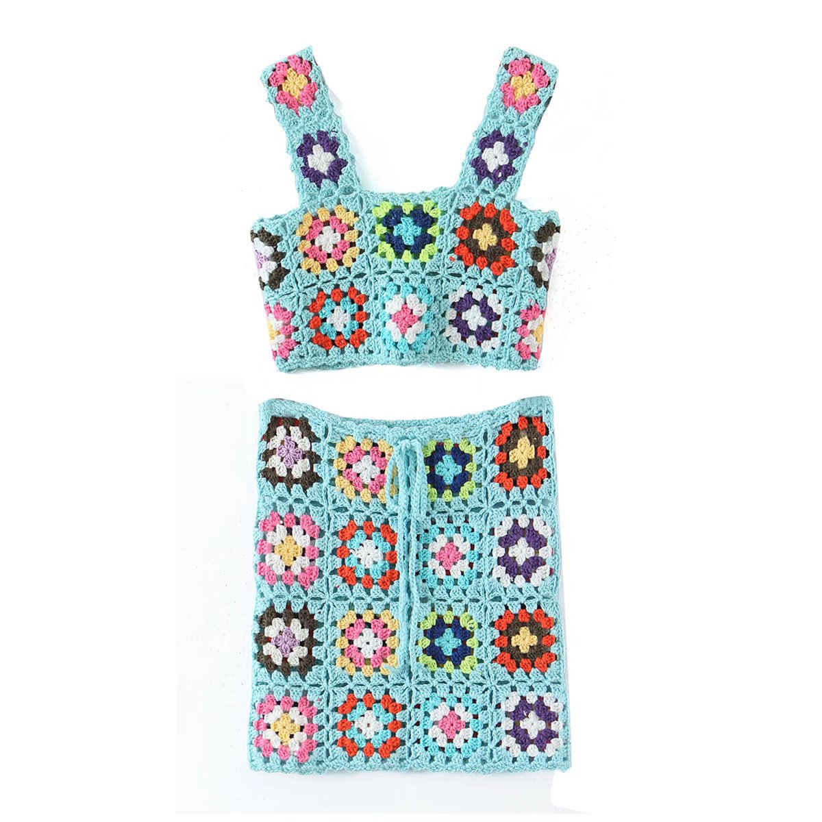Crochet Mini Skirt Tank Top Set