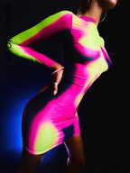 Pink Thermal Print Mini Dress