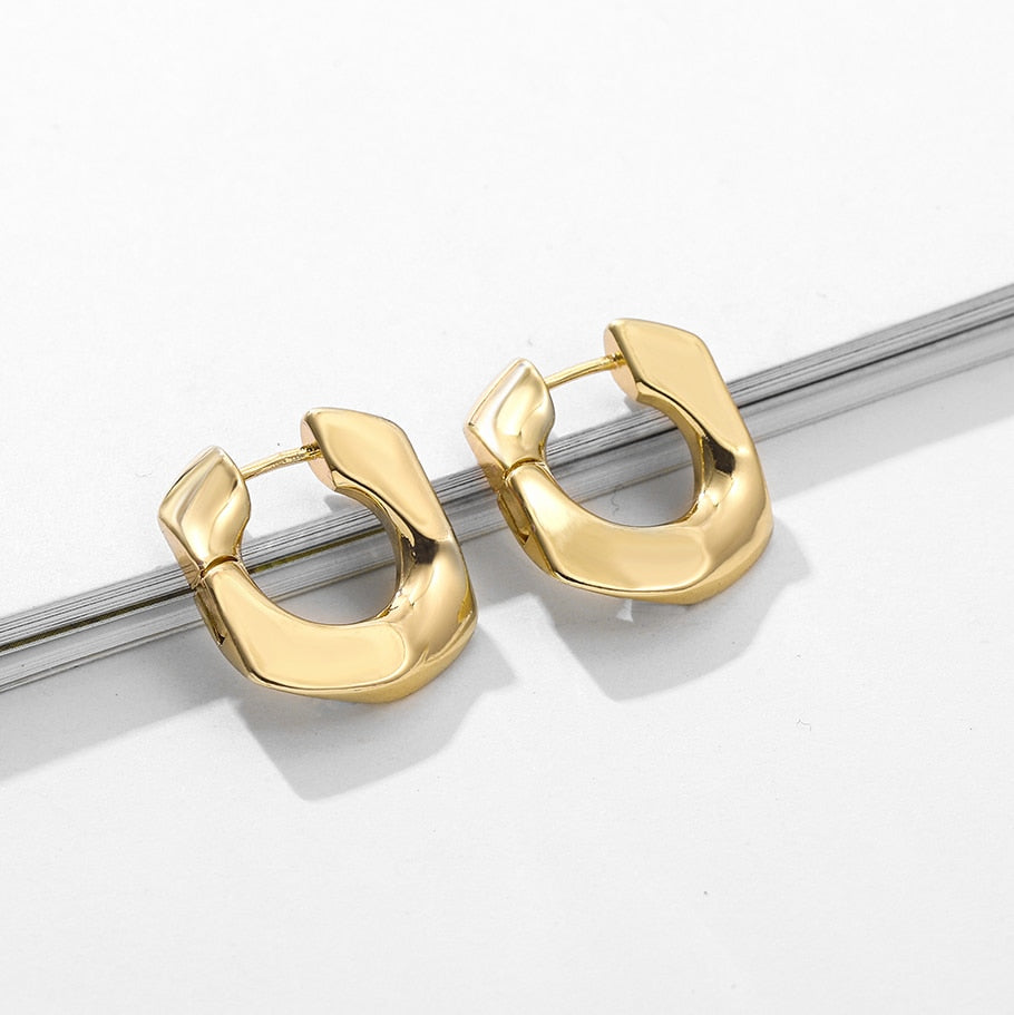 Minimalist Geometric Twist Hoop Earrings