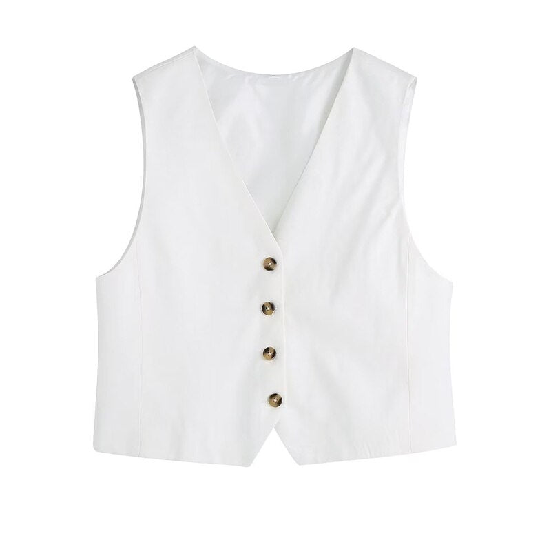 White Blazer Tank Suit Two Piece Set