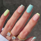 24pcs/Box Wave Line Square Head Press On Nails Pink