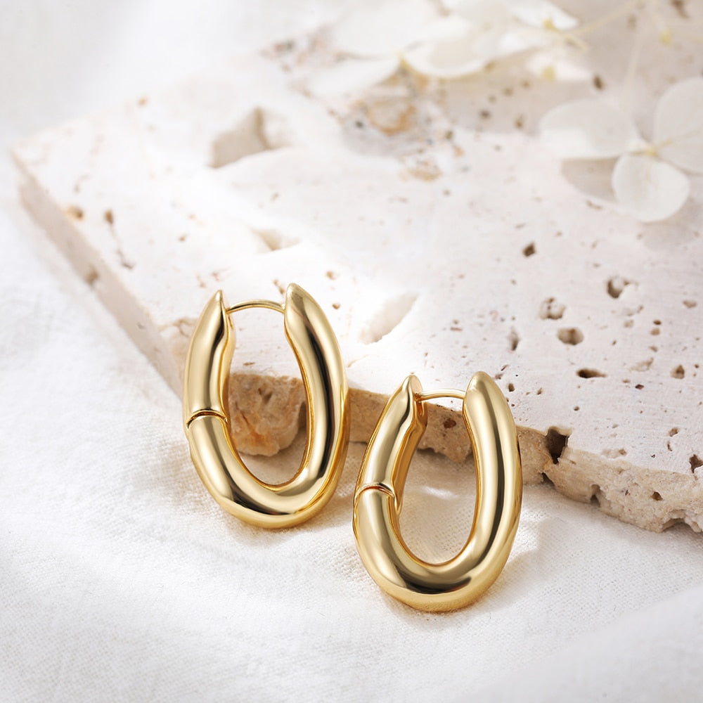 Punk Gold Chunky Hoop Earrings