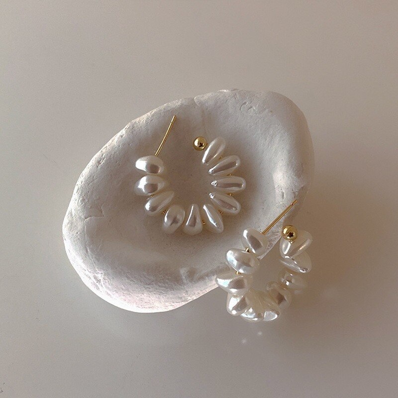 Irregular Freshwater Pearl Hoop Earrings